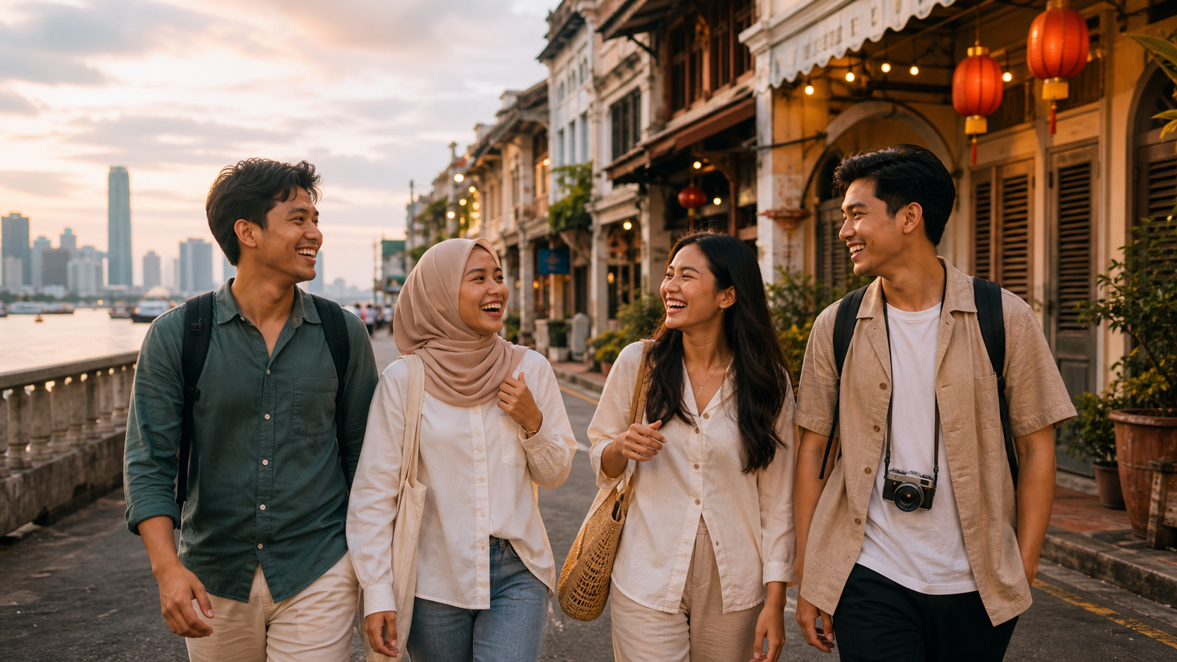 Friends travelling together in Penang